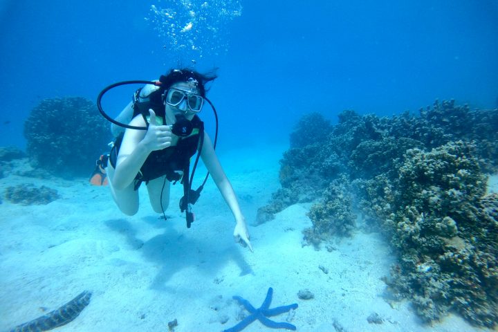 a man swimming in the water